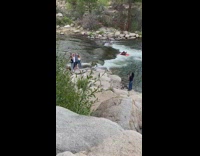 Family picture river guy kayak fall water
