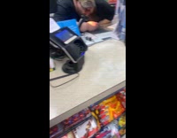 Cashier at gas station asleep at counter