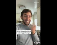 Guy pretends to be happy about engagement 