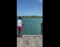 Kid Swings Rod and Hook Stick to Man Accidentally