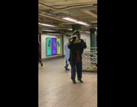 Guy dances with Baby Yoda 