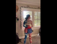 Collab Clips MPUGC2 - Woman paints whole body as US flag 
