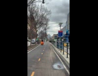 Large apple on cart for a photo