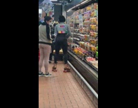 Person with roller skates cat ears and blue jacket in supermarket  Pt 1