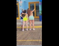 Two women bikini resumes tiktok after selfie with elderly 