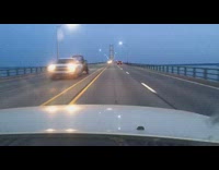 Car ride timelapse on Makinac  bridge dawn