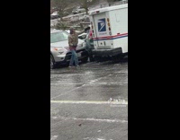 Frozen street car accident 