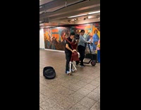 Man live dance performance with skeleton partner