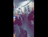 Grey sweater guy dances green shoes subway 