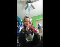 Girl plays song on recorder with nose 