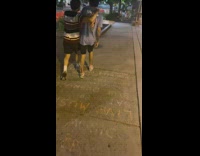 Drunk guy distracted by passing women trips and falls on face