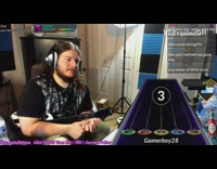 Black shirt guy plays guitar hero perfectly 