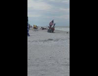Three girls headstand sand fail american flag