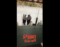 Ice hockey goalie girl referees skeleton hand dab