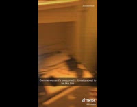 Girl graduation ceremony on laptop at home