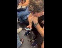 Guy rides subway swipes right on tinder