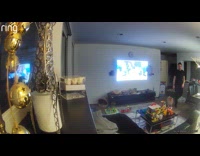 Guy kick ball land inside mug footage