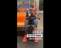Collab winy - Spiderman reading book at subway during Halloween