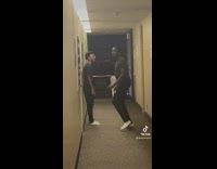 Two guys punch door and run away 
