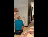 Guy in blue shirt flips breaks wall 