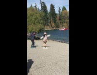 Woman in pink sweater hold hands for a getaway photo  Part 2