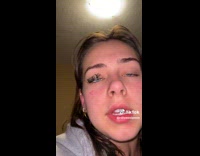 Lady Talks Faintly with Messed Up Eyelash