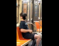 Guy plays VR video game subway 