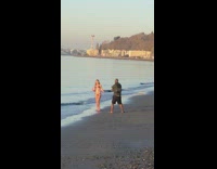 Woman bikini beach sand sunset 