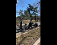 Woman singing opera at the park