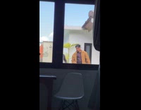 Collab IITW - Man brown jacket and Woman black longsleeves tiktok dance together outside the window