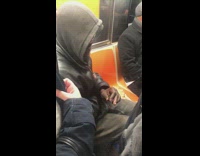 Man smokes a blunt on subway train