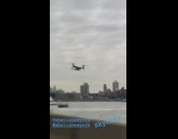 Transverse rotor plan flies above New York river