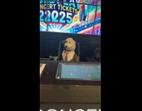 Dog wearing tie at mall concierge