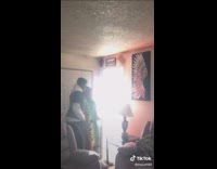 Lady shuts door as soon as guy walks out 