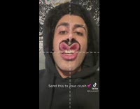 Guy uses filter to make lips into heart shape 