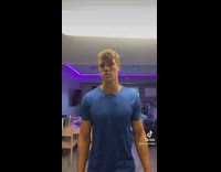 Guy moves chest muscles up down around