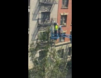 White hat guy blue man lift selfie 