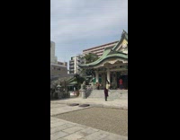 Giant lion head statue inside a shrine