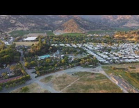Aerial drone shot of the Calistoga town