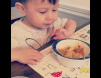 Baby boy says good job for food