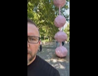 Man wants to tackle huge anal beads sculpture