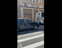 Donald Trump impersonator walk on street crosswalk