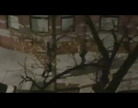 Person Plays Flute as it Walks and Cross Street