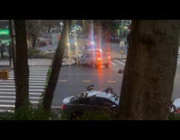 Collab WINY - Crashed front police car on the street