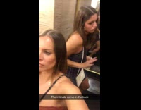 Collab KaleSaladIG - Two girls dance in restroom intimate conversation
