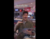 Guy orders food green screen restaurant magazine 