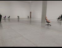 Office Chairs move on its own at a museum