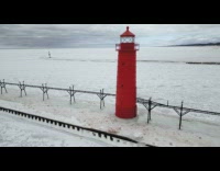 Aerial view of lighthouse in Grand Haven