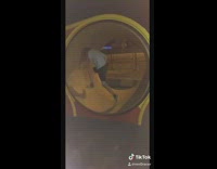 Guy runs in human hamster wheel, trips and falls