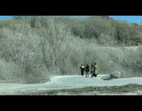 Four woman dance tiktok video empty road desert